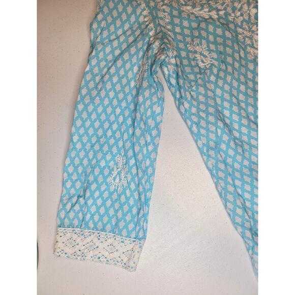 John Mark Tunic Shirt Women's Sm Lace Sleeve Hem Embroidered Paisley Floral Boho - Picture 5 of 15